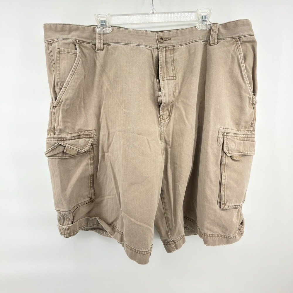 Vintage Y2K Hilfiger Denim Mens Size 44 Beige Herringbone Cargo Shorts Tan